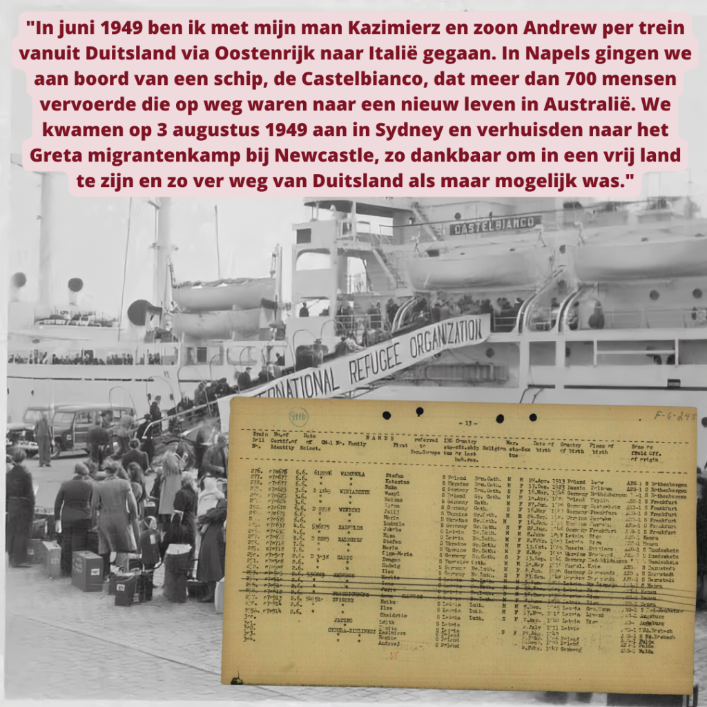 Vertrek per schip naar Australië in augustus 1949
